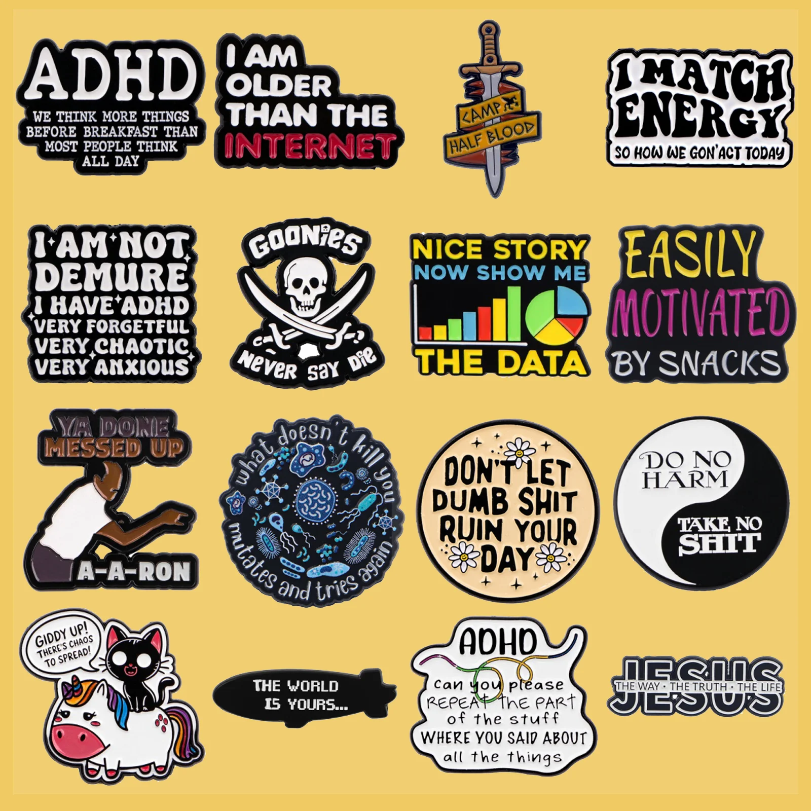 

AHDH Quotes Enamel Pin Jesus Brooches For Women Collar Lapel Pin Backpack Bags Badges Party Gifts Clothing Accessories