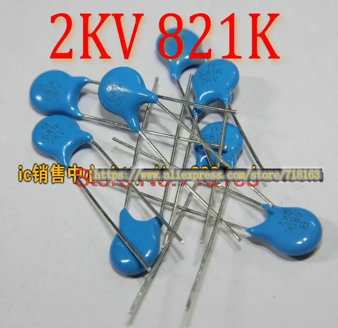 5pcs/lot ceramic capacitors 2KV 821 820P 821K