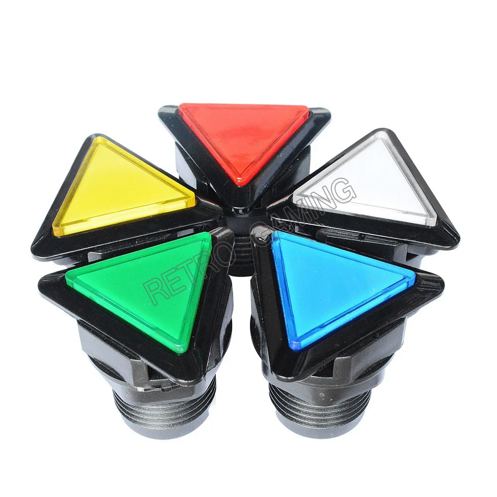 5 Colors Arcade Console Button 12v Triangle LED Push Button with Microswitch Black Circle Illuminated for Bartop Cabinet Machine