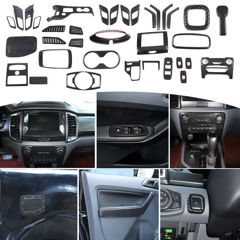 

ABS Carbon Fiber Interior Trim Sticker for Ford Ranger 2015-2021 Car Center Console Gear Shift Panel Decoration Cover Accessorie