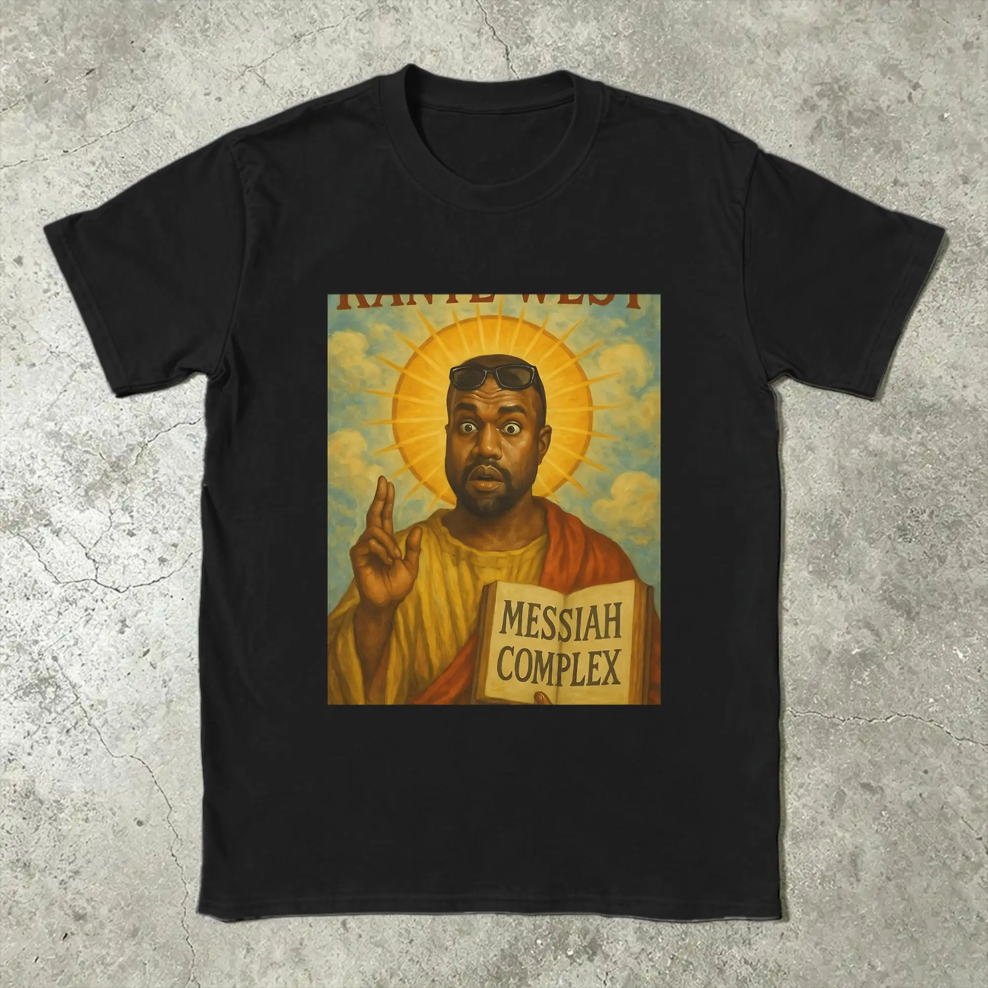Funny Kanye West Meme T Shirt Men Pure Cotton Funny T-Shirt O Neck Satirical Religious Parody Art Clothes Gift Idea