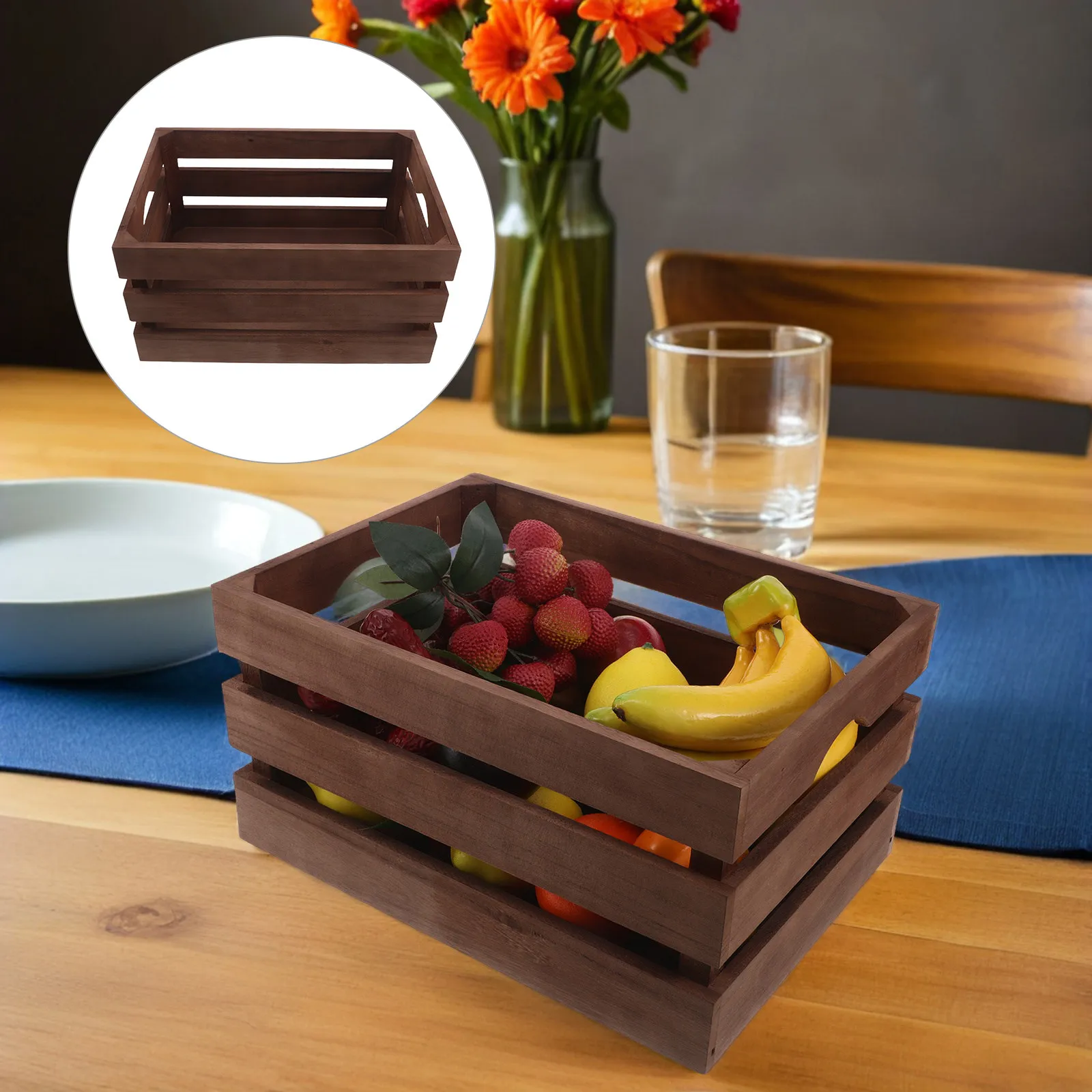 

Rustic Wood Crate Collection - Vintage Storage Box with Slatted Design for Produce Display Wedding Photo Prop Home Organization