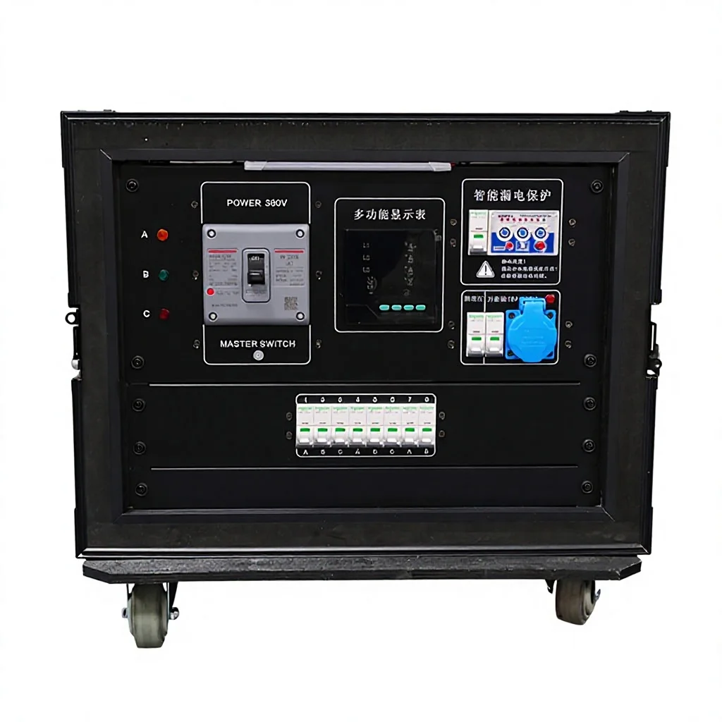 ABCCABLS 8CH 380V Stage Power Distribution Box | 8*IP44 16A Schuko Industrial Socket Wheeled Cabinet 250A Input Indoor/Outdoor