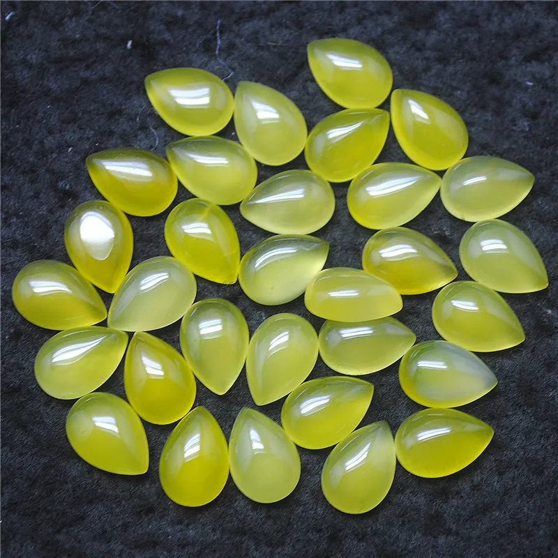 كبوشون بدون ثقب ، على شكل قطرة ماء ، تصاميم مجوهرات ذاتية الصنع ، أيونات علوية ، حجر أصفر حار ، موضة 10x14 ، 10 #2