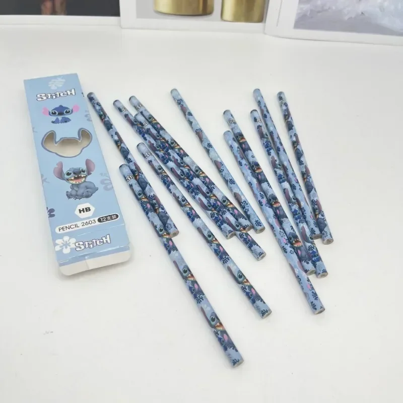 12pcs Disney Anime Pencil Set Cartoon Cute Series Kids Stationery Pen School Supplies Pencil Sharpener Christmars Holiday Gifts