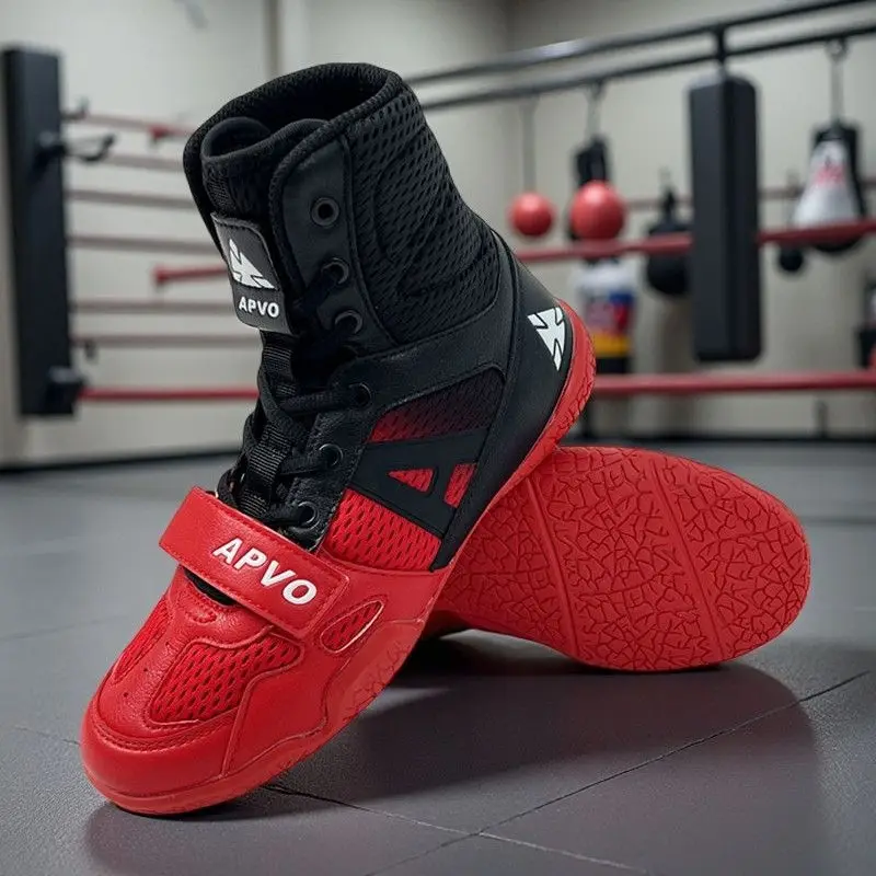 

Professional Wrestling Shoes Boxing Fighting Leather Sneakers Plus Size 39-47 Indoor Soft Sole Training Competition Sports Boots