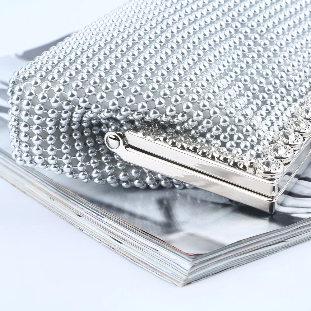 Aluminum Beads Evening Bag Aluminum Sheet Evening Clutch Rhinestone Shoulder Bag Celebrity Party Handbags Luxury Bolsas Feminina