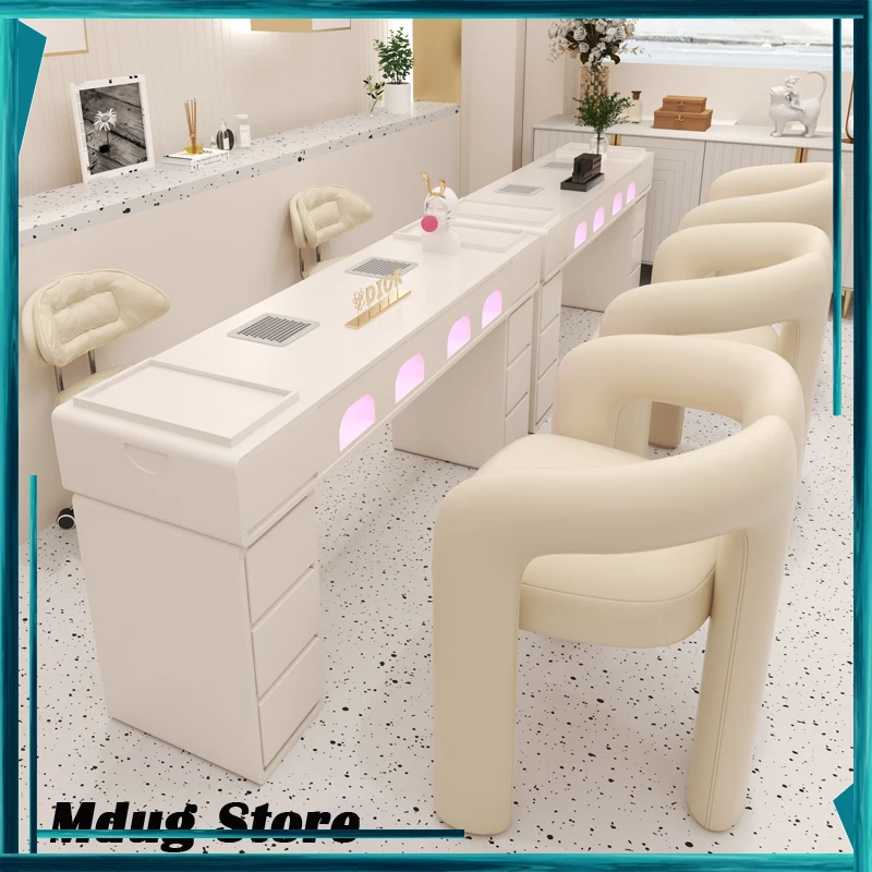 

White Collector Nail Table Drawer European Lamp Cleaner Nail Table Polish Equipment Mesas Para Manicure Professional Furniture