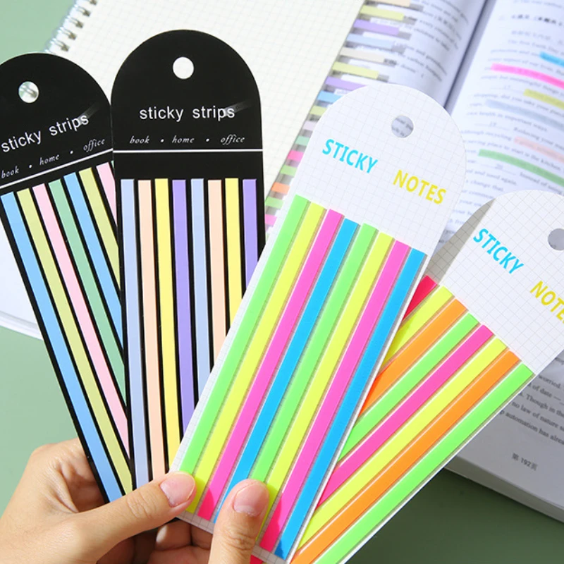 160Pcs PET Color Translucent Thin Long Strip Index Sticker Book Marker Index Tab Reading Note Highlight Key Sentence Sticky Note