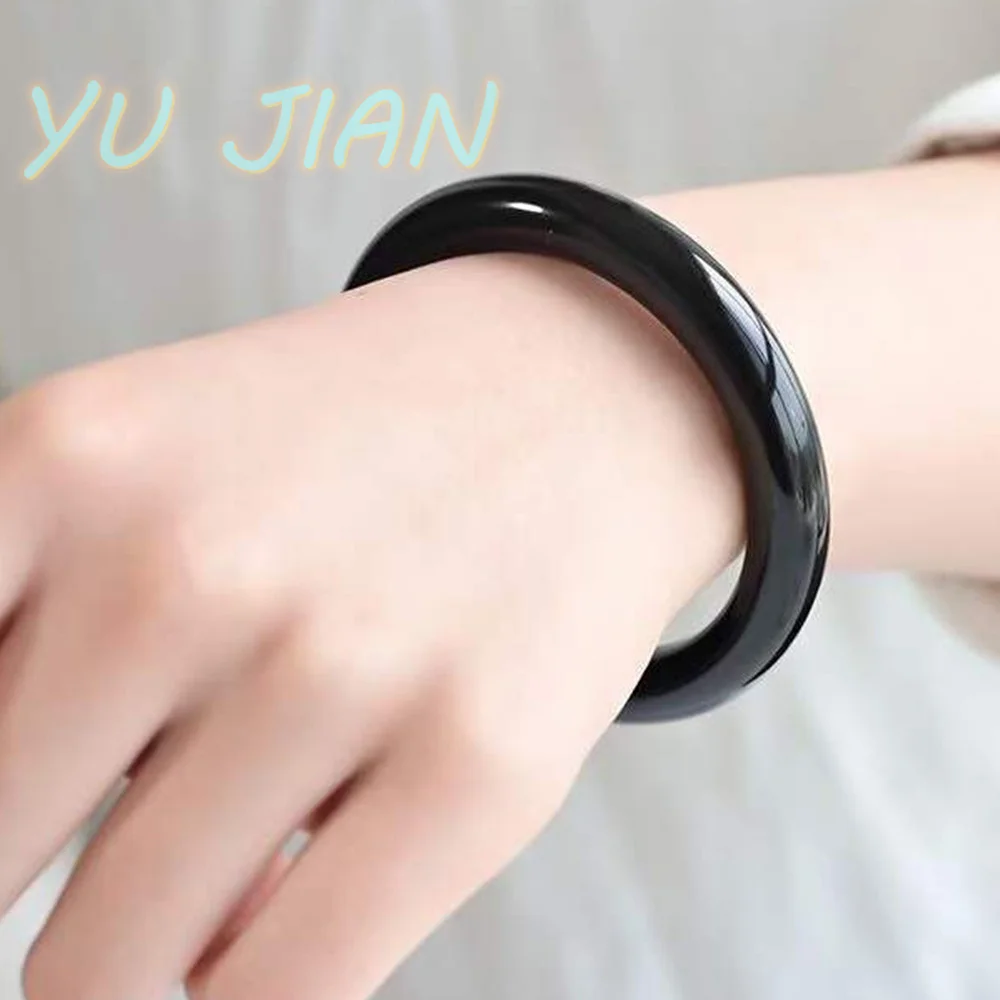 Latest Black Rose Vintage Round Bar Agate Natural Jade Bangle Delicate Noble Bracelet High Quality Handring Fine Jewelry