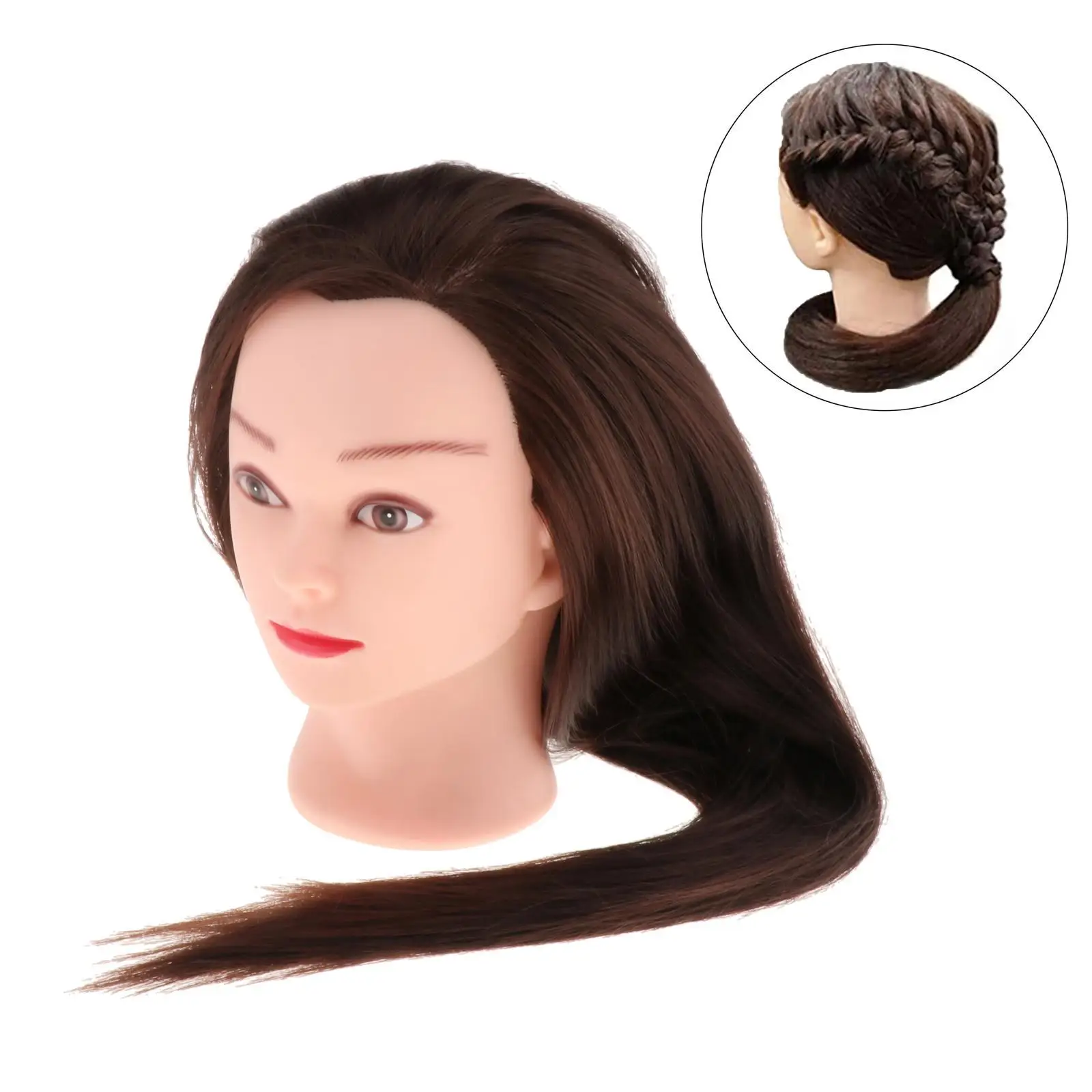 Head Synthetic Fiber Hair 24.8 inch Long Hair Styling  Cosmetology Doll Head Hairdressing for Cutting Braiding Practice