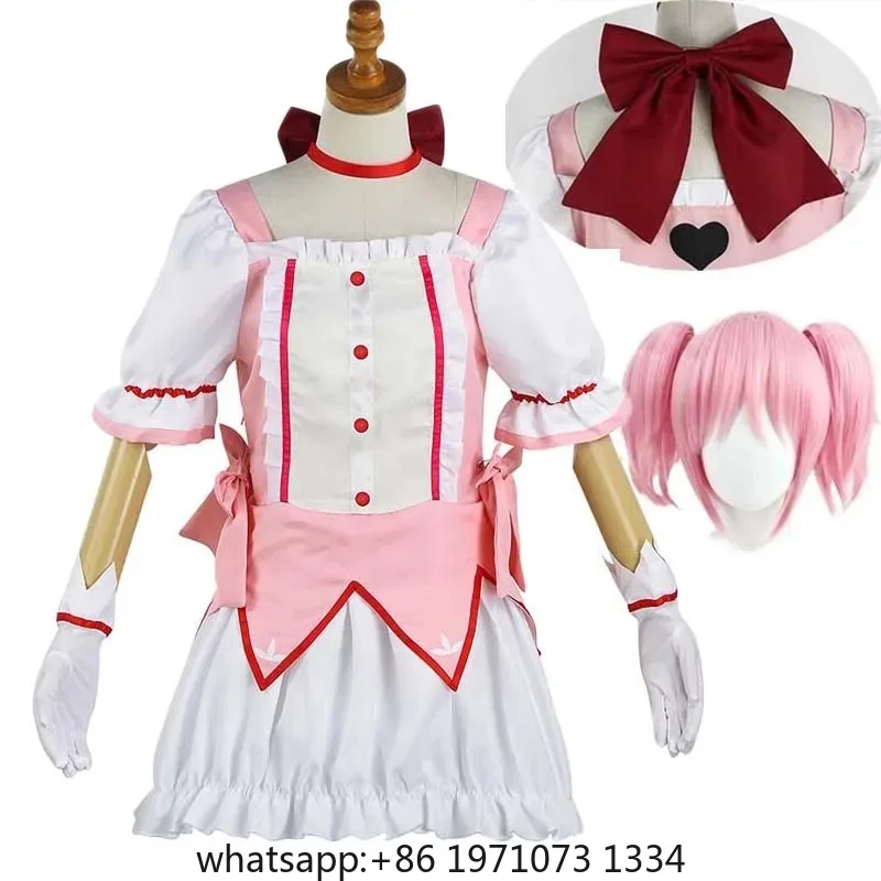 Kaname Madoka Cosplay Costume Anime Madok Magica Homura Uniform Dress with Choker Gloves Socks Halloween Outfits