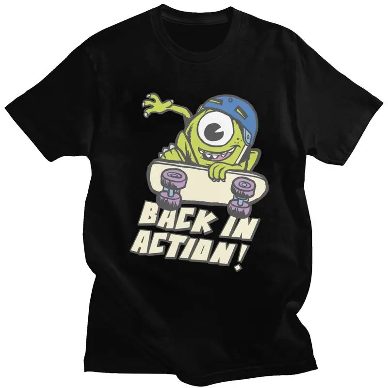 

Custom Mens Monsters University Mike Wazowski T Shirts Short-Sleeve Cotton Tshirt Streetwear T-shirt Casual Back In Action Tee