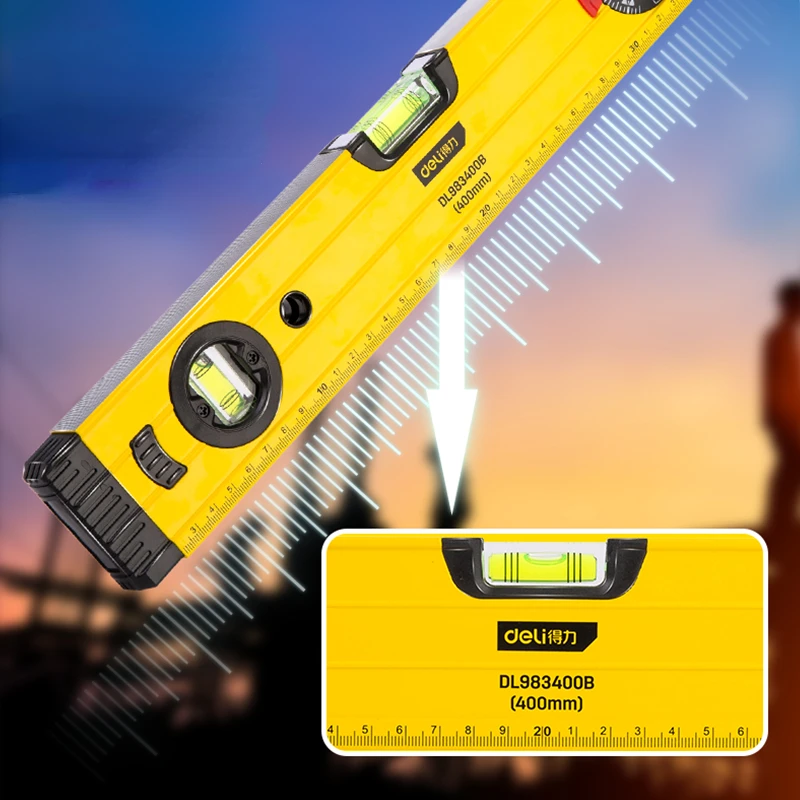 Deli tool 1 Pcs 400/600mm Adjustable Level Measuring Instruments Three-in-one Function Plasterer Portable Hand Tools Level Ruler