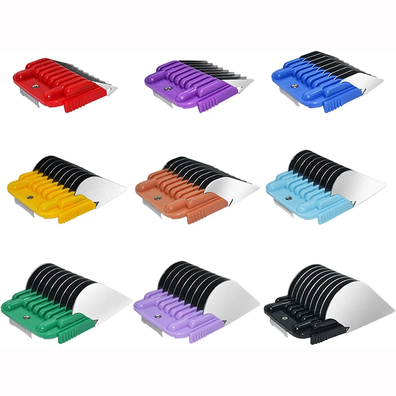 9PC Animal Stainless Steel 9 Color Guide Comb Set for Most Oster/Wahl/Andis Detachable Clippers