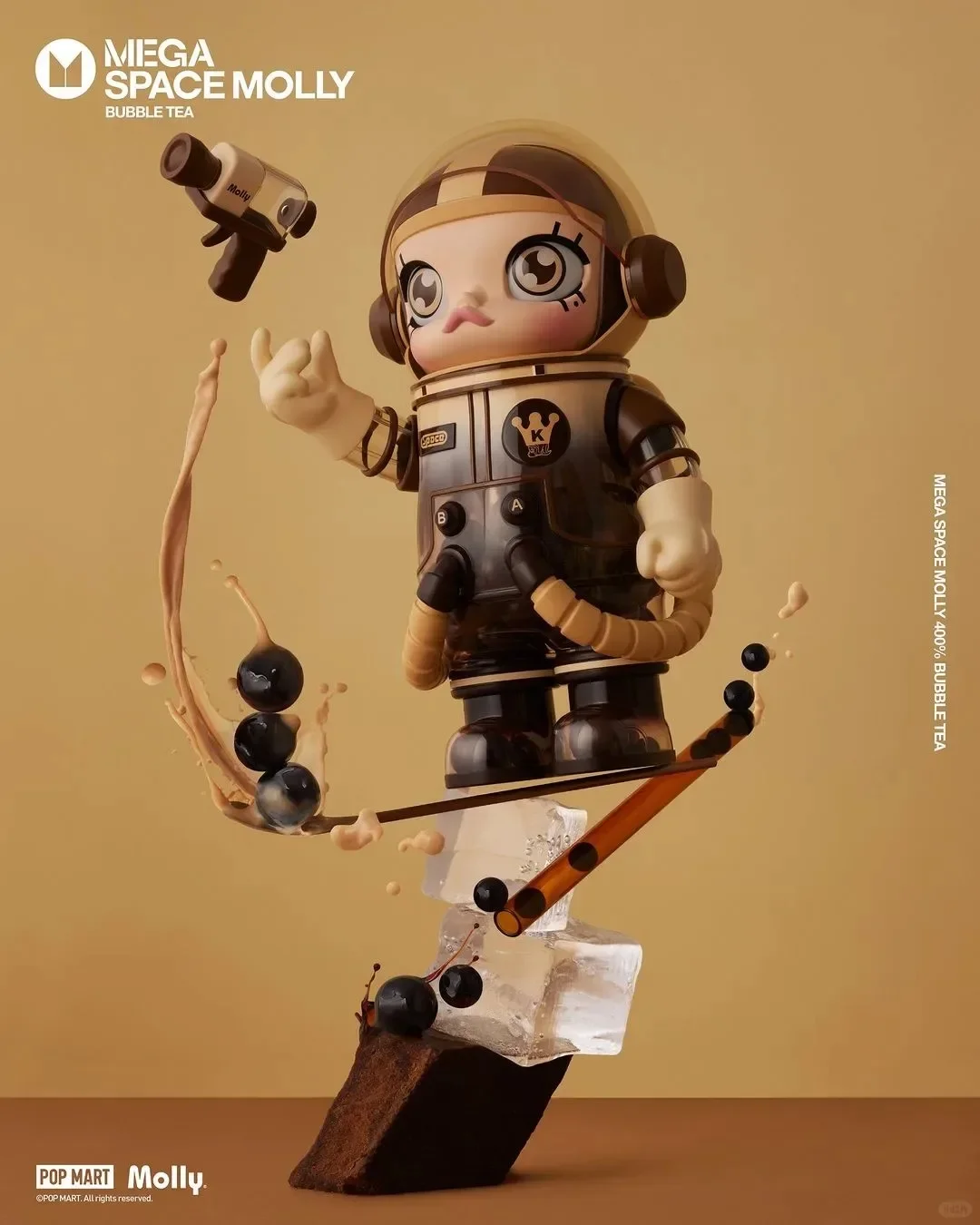 

Genuine POP MART MEGA SPACE MOLLY 400% Pearl Milk Tea Series MEGA SPACE MOLLY MEILIN PANDA Collection Model Ornament Gift