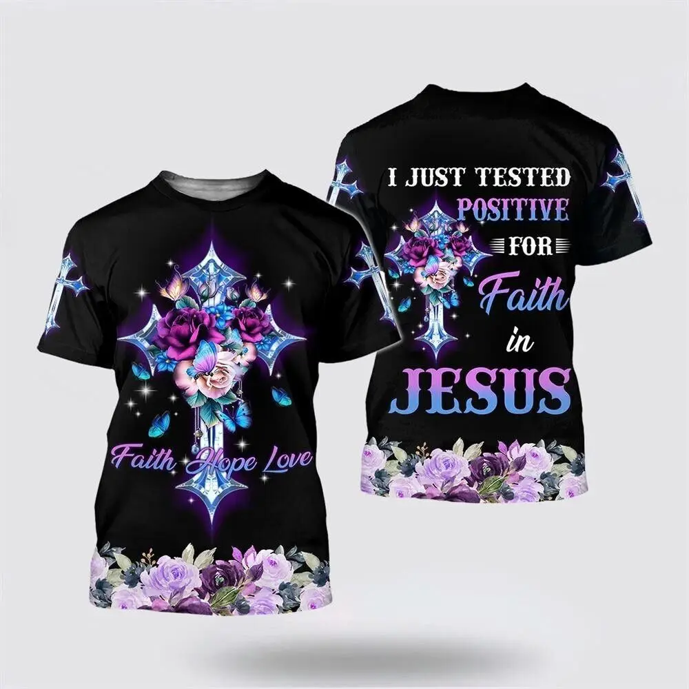 

Jesus faith AOP shirt 3D printed men's T-shirt, fashionable street plus loose fitting clothing
