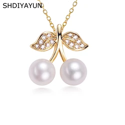 ZHBORUIN 2024 Lovely Cherry Pearl Pendant 100% Real Natural Freshwater Pearl Necklace Silver Gold Color Jewelry Woman Gift