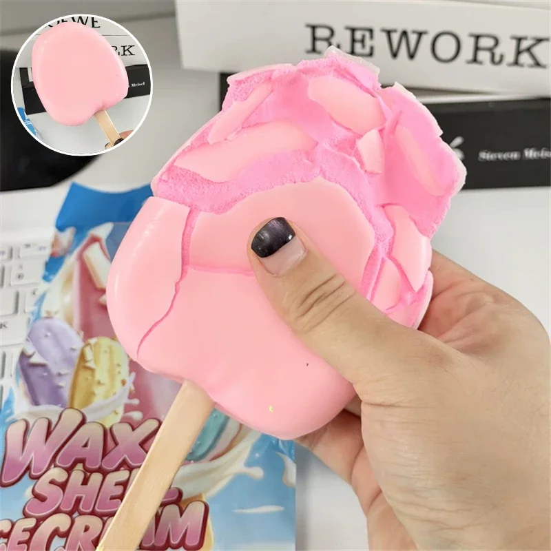 Crispy Crunch Shell Macaron Ice Cream Squishy Fidget Squeeze Toy ASMR Sound Stress Relief Calming Sensory Toy for ADHD Autism