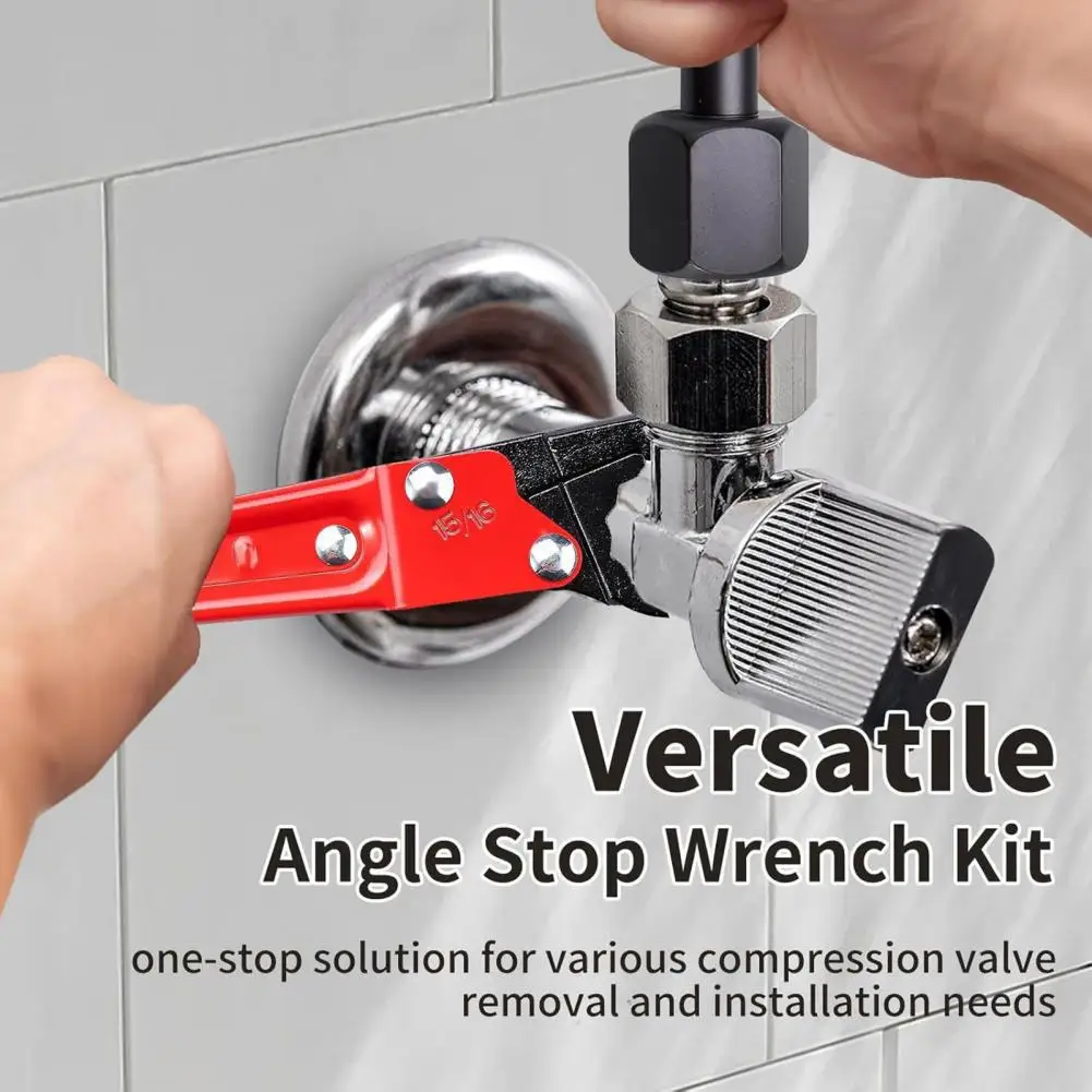 Plumber Wrench Tool Angle Block Removal Wrench Tool Kit Double-ended Ratcheting Plumber Wrench Steel Non-slip Grip Pipe Angle