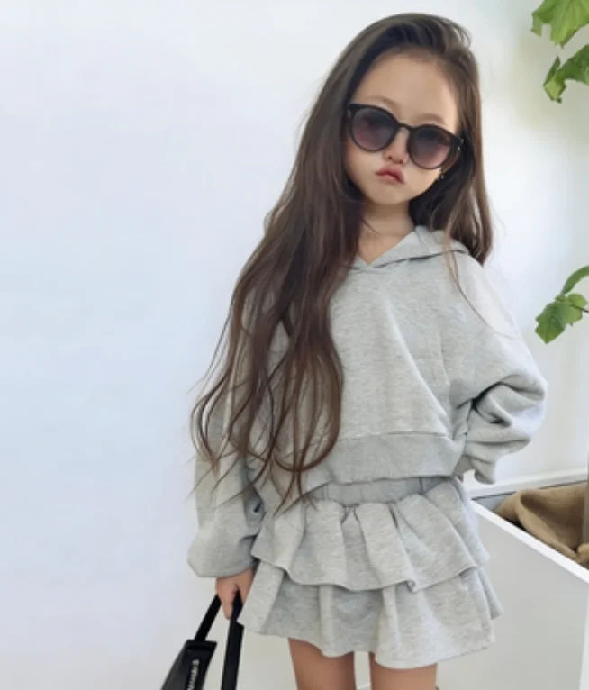 

Autumn and Winter Japanese Girls Skirt Set Children Hoodies Fluffy Pumpkin Skirts Woolen Shorts Skirts Two Piece Set