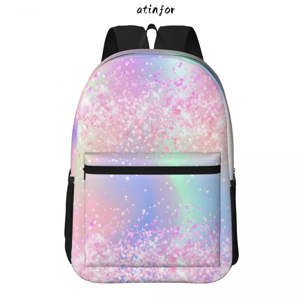 atinfor Unicorn Holographic Pink Printing Women Backpack Student Bookbag School Bag for Teenage Girl 30x14x43CM