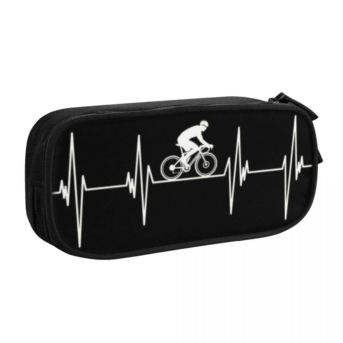 Road Cyclist Heartbeat Biking Customized Kawaii Pencil Cases Large Storage MTB Mountain Bike Pencil Pouch Students Stationery