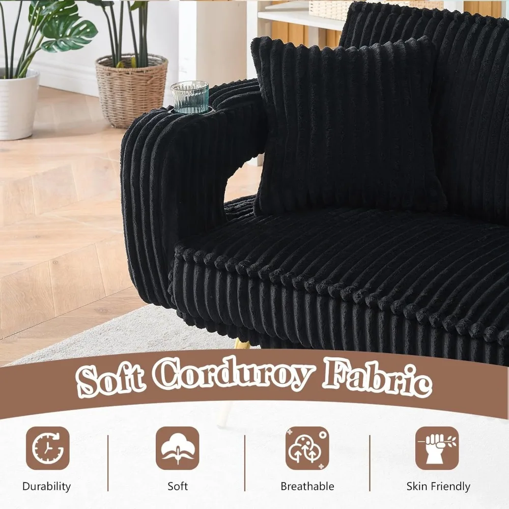 أريكة سرير قصيرة قابلة للتعديل بثلاثة أوضاع، أريكة نوم مقاس 74 بوصة مع وسائد، أثاث غرفة معيشة بسيط للمساحات الصغيرة