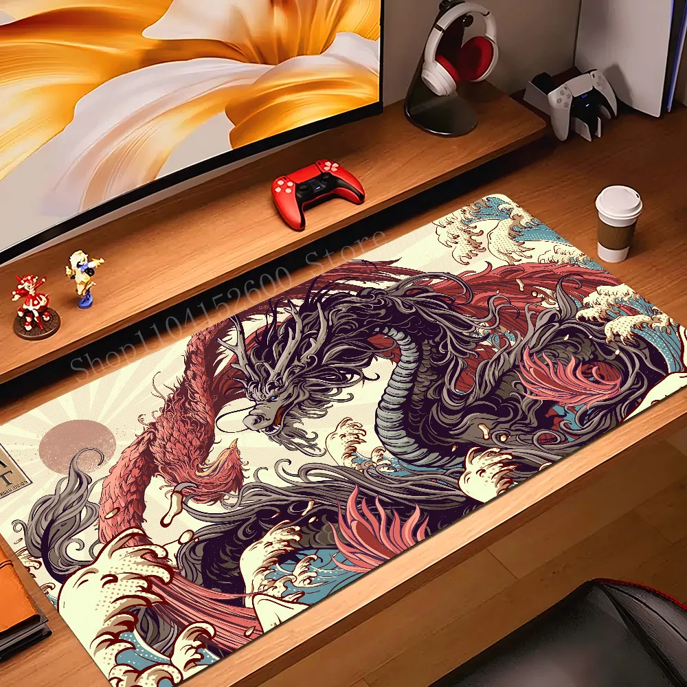 

Japanese Dragon Anime Mousepad Mouse Mat Desk Mat With Pad Gaming Accessories Prime Gaming XXL Keyboard Pad Padding Mat