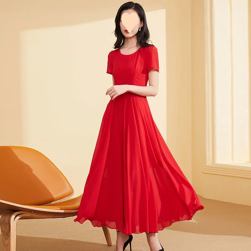 

Red Midi Summer Skirt Sleeveless Maxi Dress Women plus Size Beach Coastline Holiday Gown Cleanfit Modale Polyester Fairy Skirt