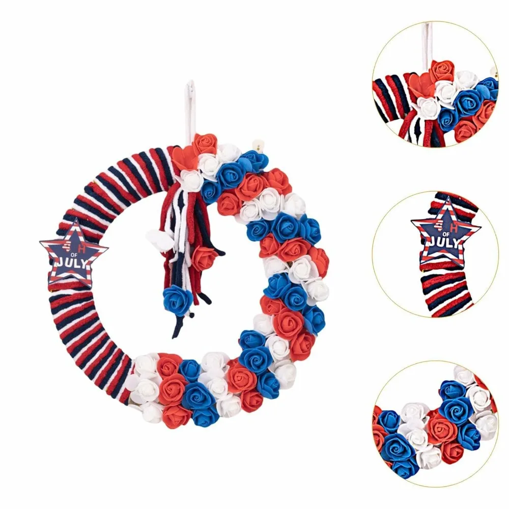 

July 4Th Wreath Patriotic Americana Wreath Handcrafted Memorial Day Wreath Festival Garland Decoration Front Door Wall