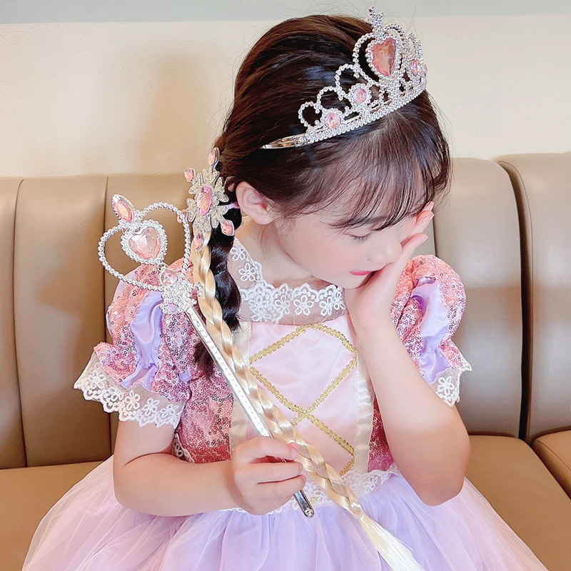 3 pçs/set meninas elsa varinha mágica rainha coroa floco de neve tecelagem trança cosplay adereços crianças jogar brinquedos acessórios de cristal
