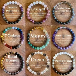 Attract Wealth Good Luck Fashion 8mm Natural Stone Beaded Bracelet for Women Bracelet Jewelry Colorful Party Gift