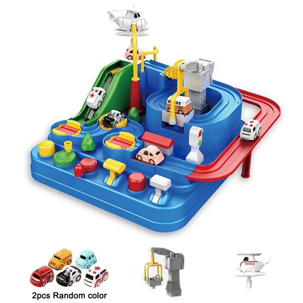 Piste électrique Parking Construction voiture jouet course Rail voiture Train piste jouet pour enfants cadeaux mécanique aventure cerveau jeu de Table