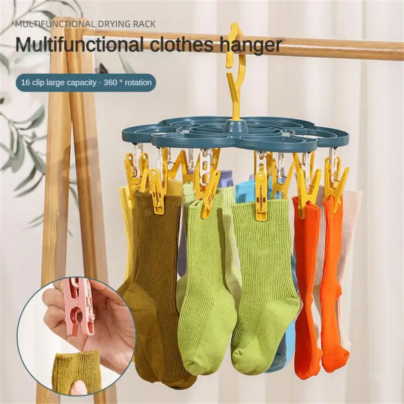 Plastic Plastic Clothes Dryer Rack With 16 Clips Clips Hanger Durable Folding Clothes Dryer Hanger Windproof Hanger