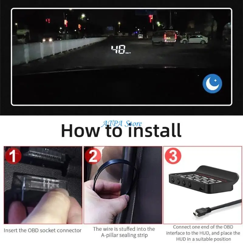 

U13C Car Digital LED GPS for Head Up Display Gauge Overspeed Speedometer Warning Alar