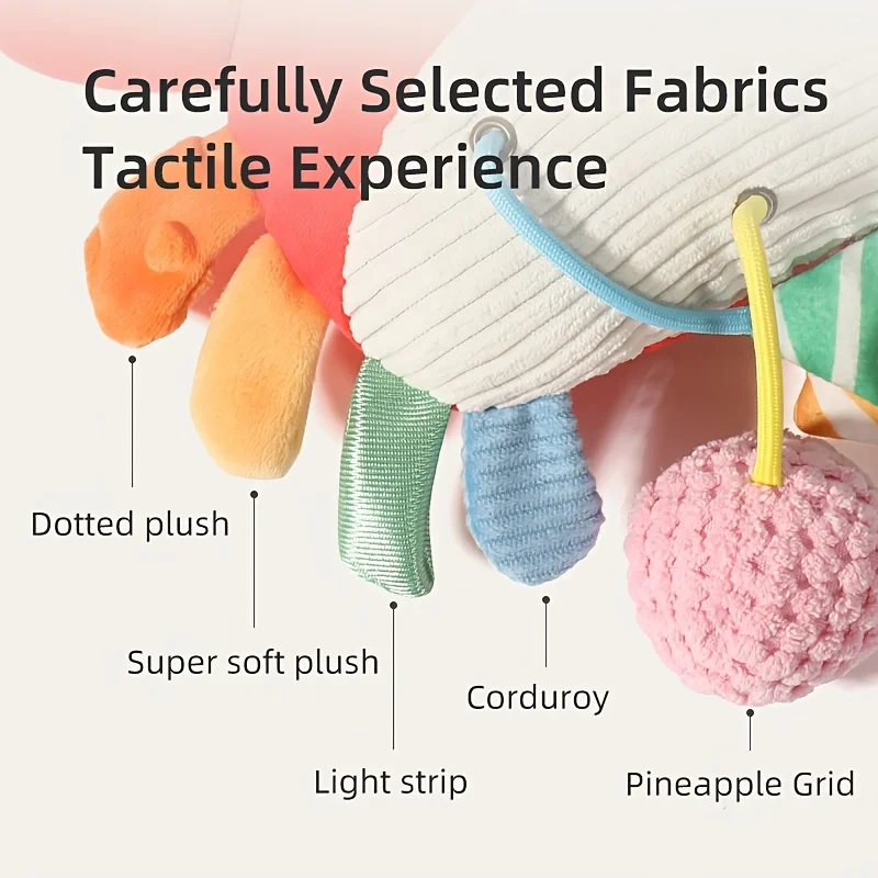 Speelgoed voor auto- en kinderwagenstoelen ontworpen voor baby's, met krab- en kuikenontwerpen met trekkoord, klemmen, kleine bellen, rammelaar