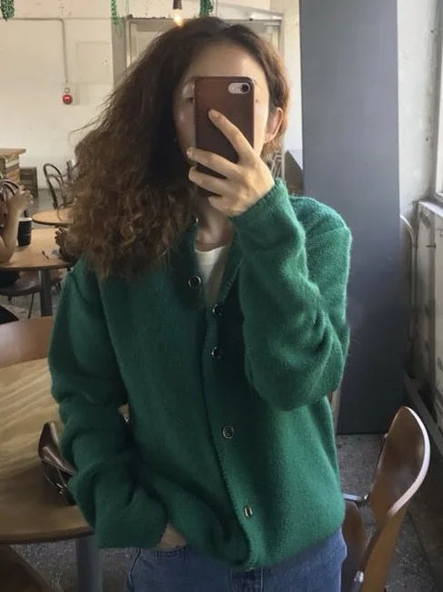 

Candy Miss Korean Style Sienne Lazy Knitted Sweater Casual Loose Long Sleeve Open Cardigan Women's Street Style Spring Autumn