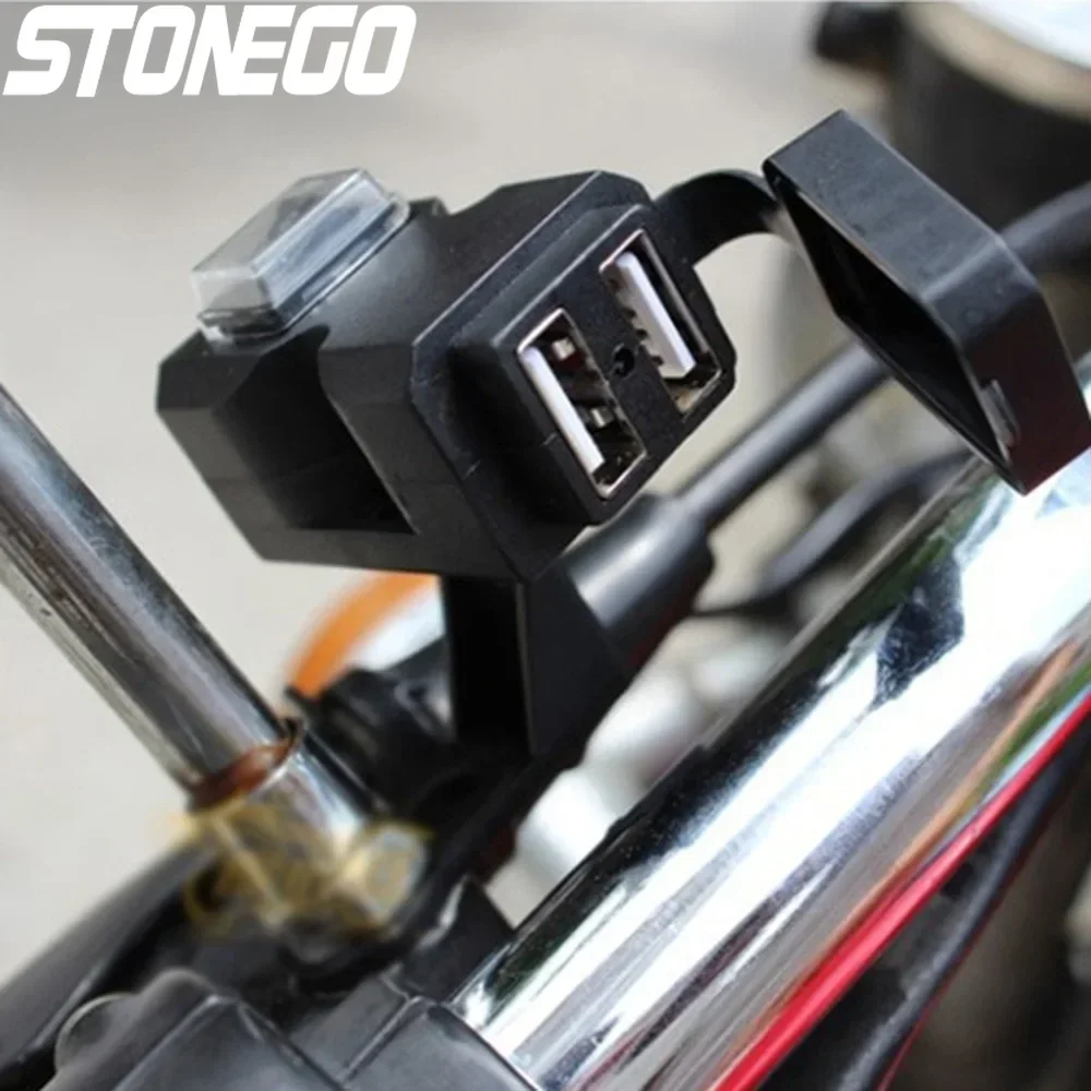 

Motorcycle Handlebar Charger Dual USB Port Waterproof 9-24V 9-90V Adapter Power Supply Socket for Phone