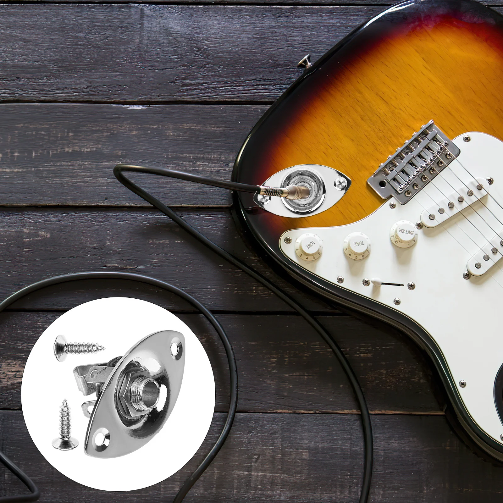 

1 set 1 Set Of Jack Plates Metal Replacement For Electric Guitar Bass Input Output Socket Plate Guitar Parts Accessories