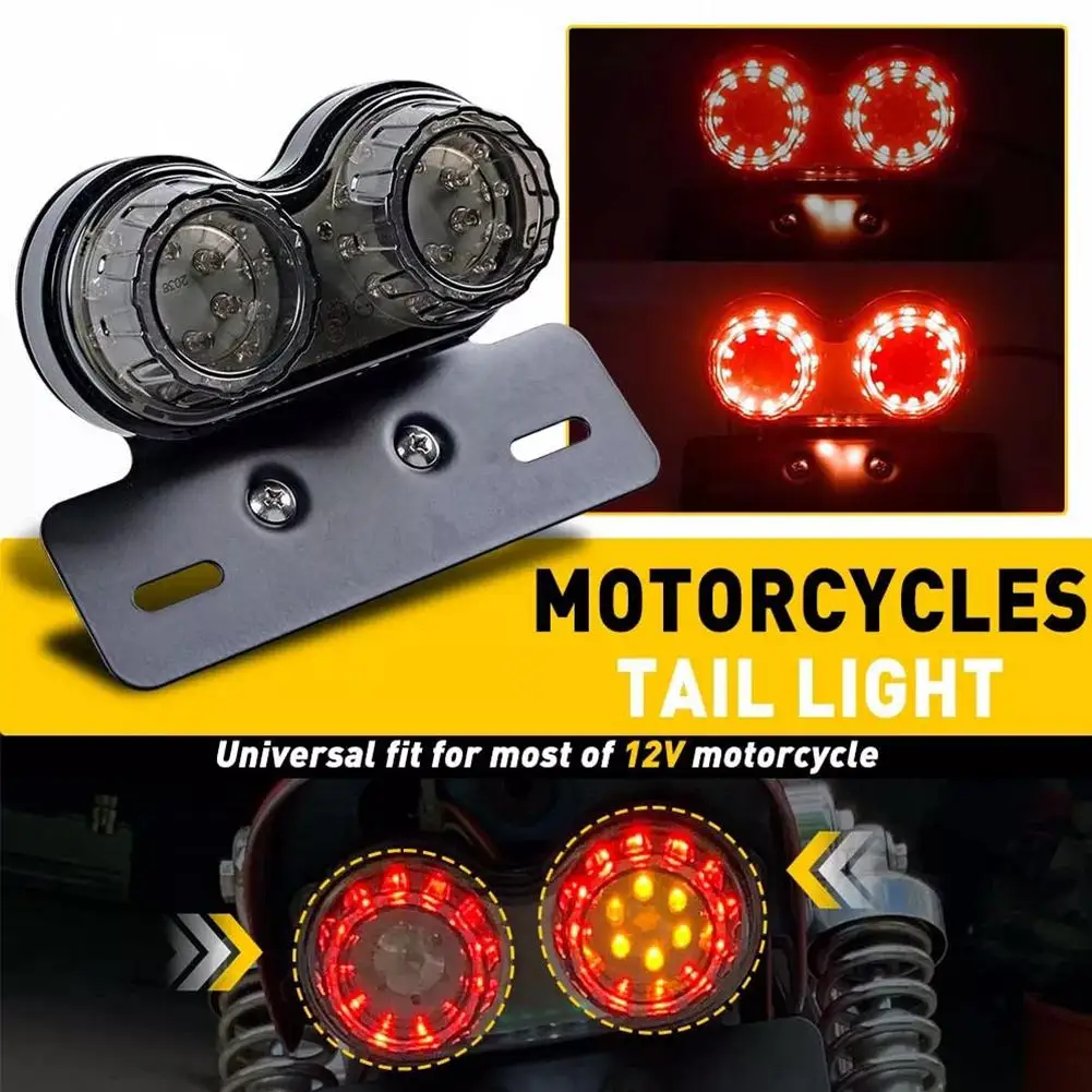 Universal 12v motocicleta led freio luz da cauda sinal de licença led luz da cauda motos luzes placa integrada com suporte k1x1