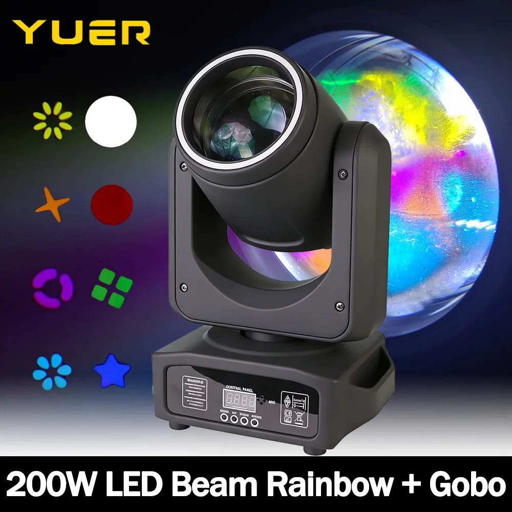 

200W LED Moving Head Light With Ring Beam+Spot+18 Prisms+Rainbow effect 7 Gobo 7 Color for Dj Disco Bar DMX512 Stage Lighting