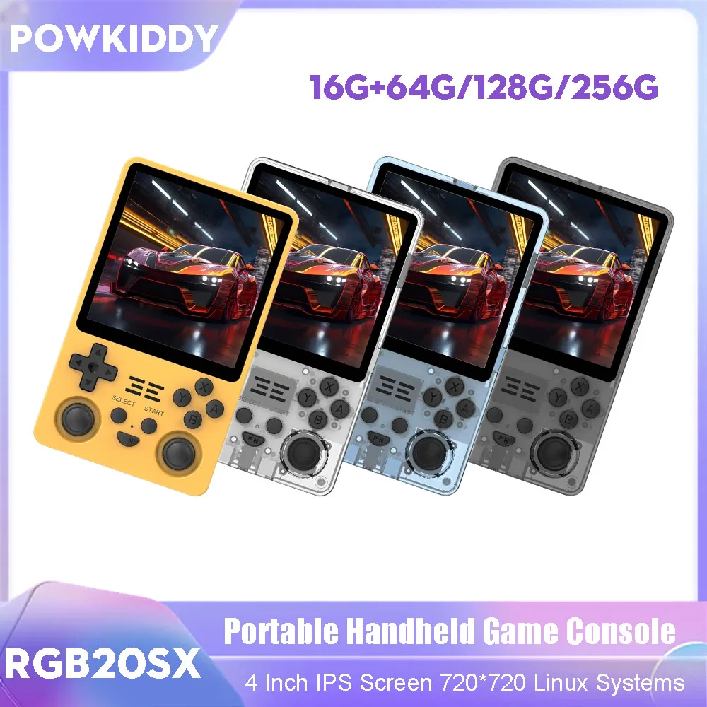 Powkiddy RGB20SX Handheld Game Console 4 Inch IPS Screen 720*720 WIFI Retro Gaming Opending Linux Systems Portable Video Players