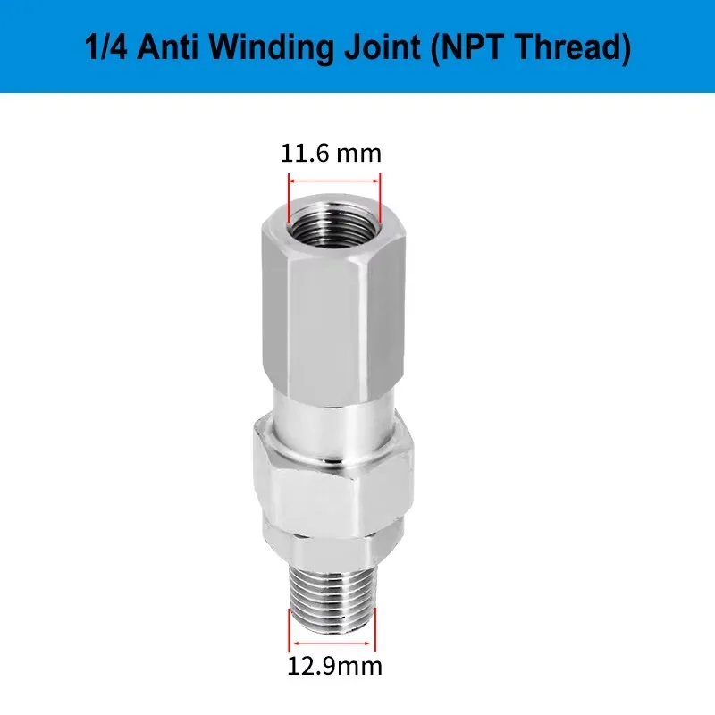 High Pressure Washer Swivel Joint Stainless Steel Anti Winding Connector NPT 1/4 3/8 Female Male Thread Hose Adapter Fitting ﻿ view 2