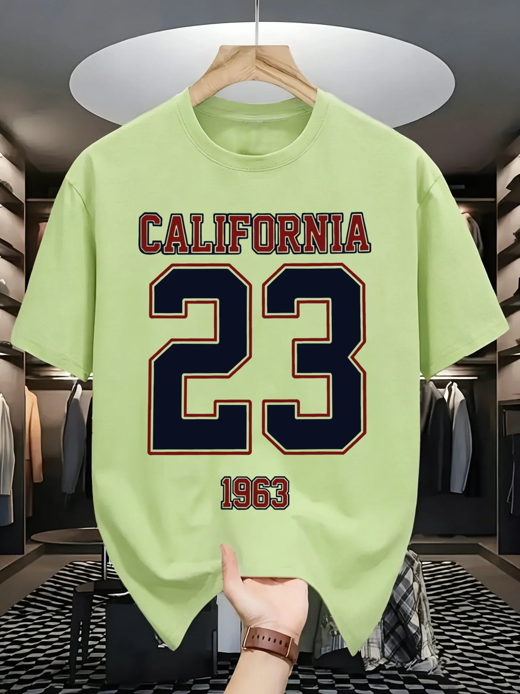 California Number 1963 Pattern S-3Xl Sport T-Shirts Men Fashion O-Neck T Shirt Cotton Loose Clothes All-Match Casual Streetwear