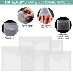 10PCS/Set Clear Stamp Die Storage Bag 3.9*3.9/5*7/5.5*7.5/3.9*9.4/7*9.4inch Resealable Plastic Envelopes Pockets for DIY Storage