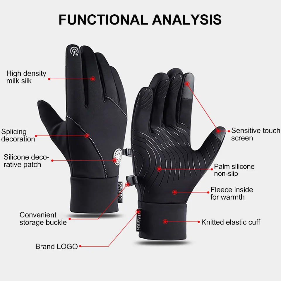 Fall Winter Cycling Gloves Outdoor Anti-slip Athletic Touchscreen Abrasion Resistant Padded Warm Fitness Cycling Running Unisex