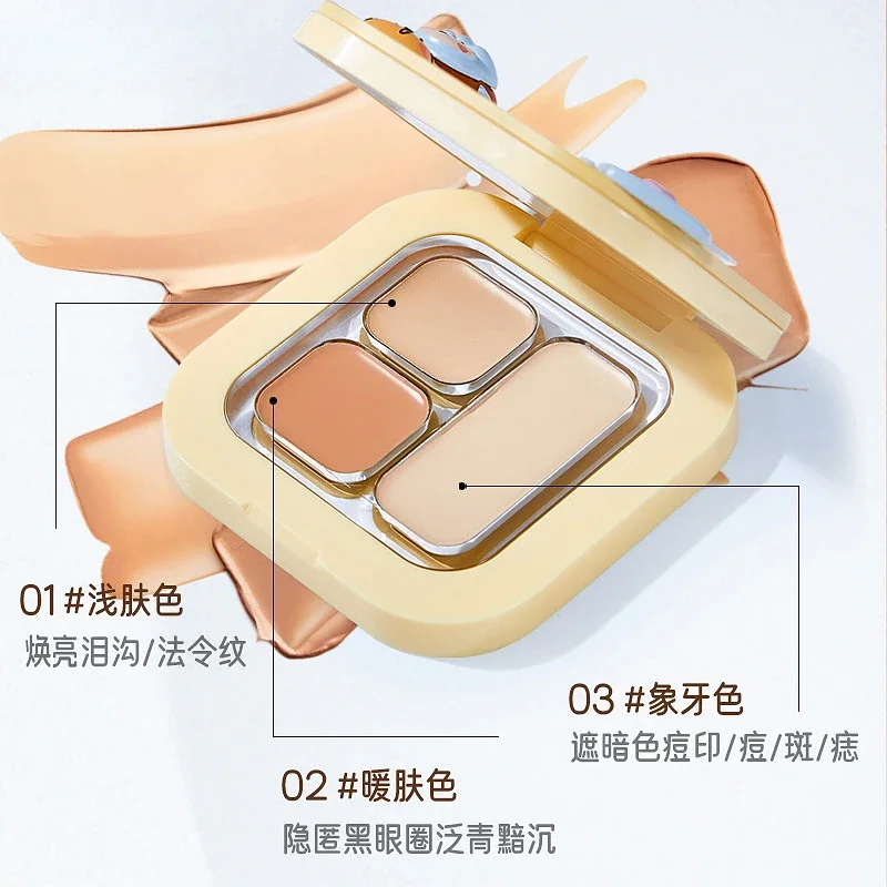 Cute lamb 3Color Concealer Cream Palette Moisturizer Cove Concealer Brighten Lasting Moisturizing Beauty Face Makeup