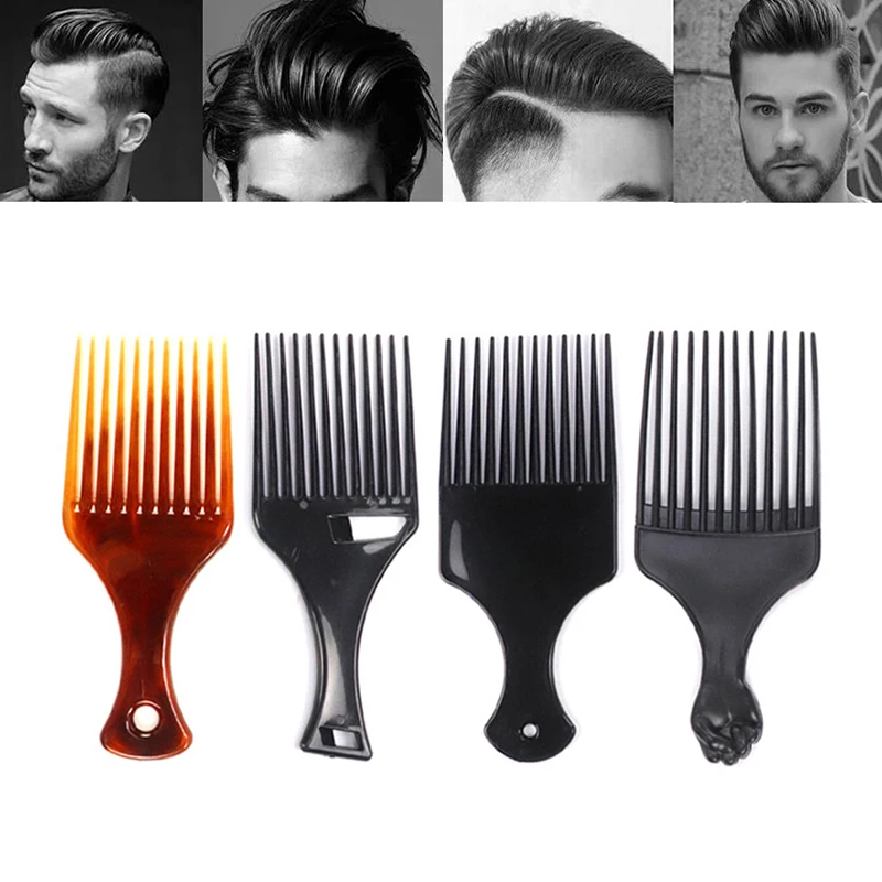 1pc Wide Teeth Brush Pick Comb Fork Hairbrush Insert Hair Pick Comb Plastic Combs For Curly Afro Hair Styling Tool For Women Men