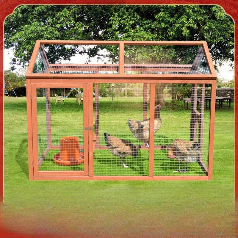 

Outdoor chicken coop made of wood, raising chicken coop, chicken, household outdoor duck